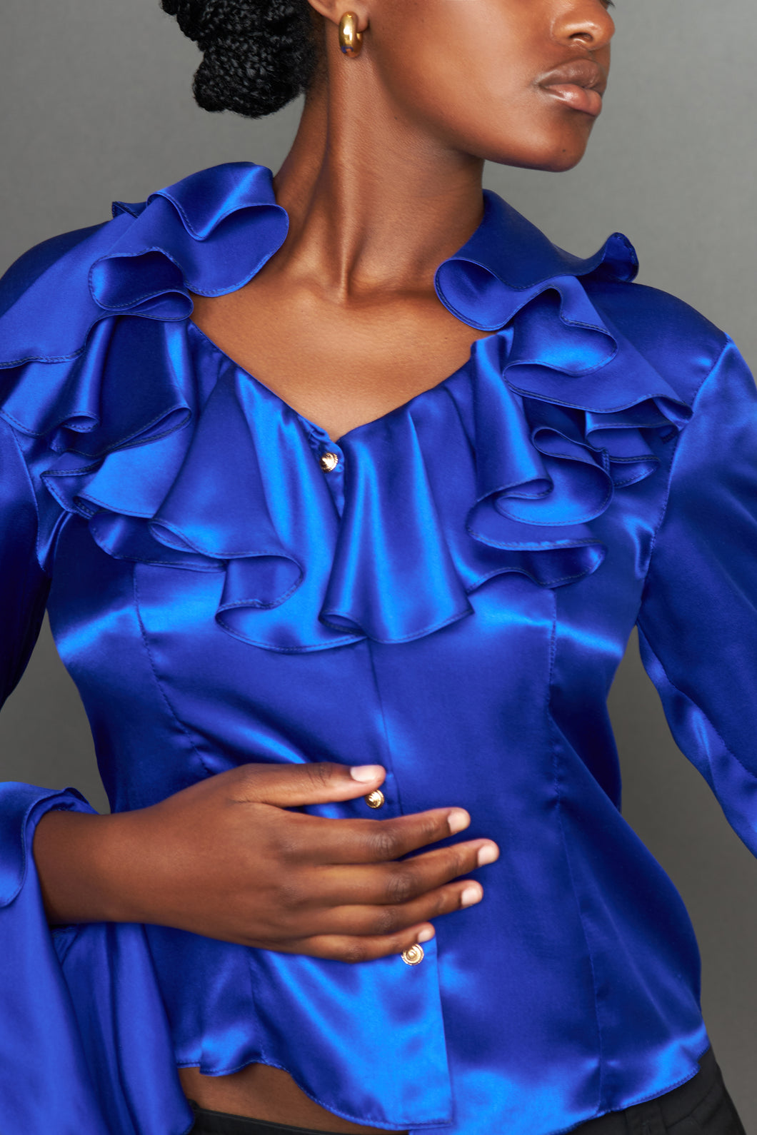 Silk Shirt - Ruffled Neckline